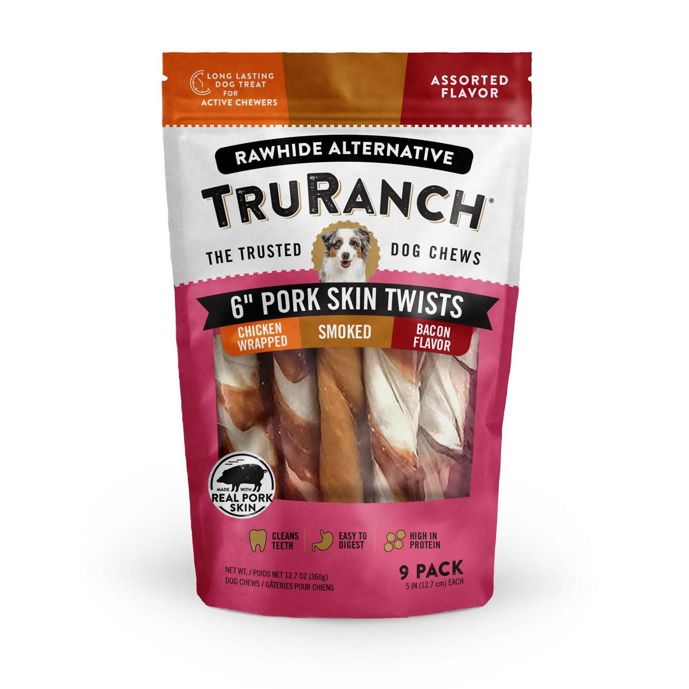 TruRanch 6 Inch Pork Skin Twists Assorted Dog Chews; image 1 of 2