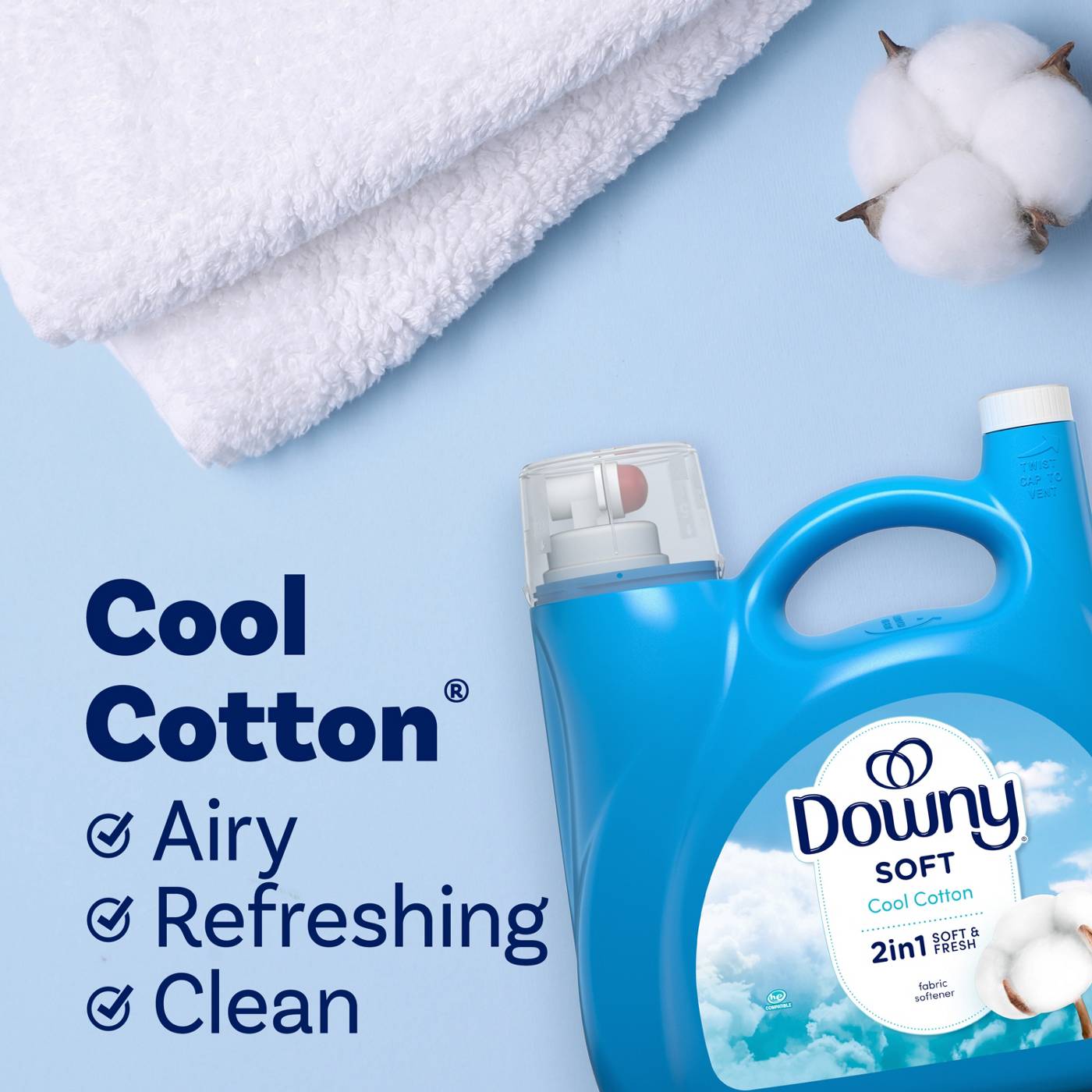 Downy Ultra HE Liquid Fabric Conditioner, 190 Loads - Cool Cotton; image 3 of 9