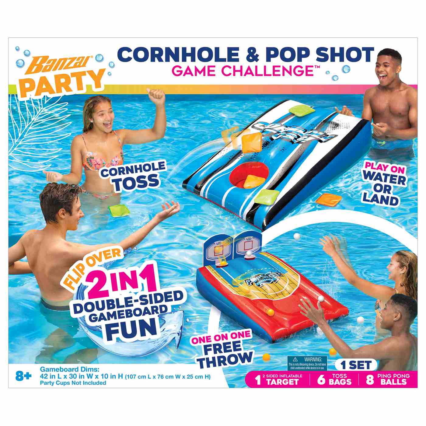 Banzai Party Cornhole & Pop Shot Pool Game Set; image 1 of 10