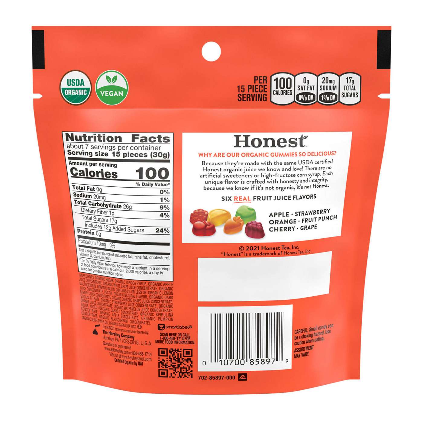 Honest Organic Mixed Fruit Flavored Gummies; image 3 of 4