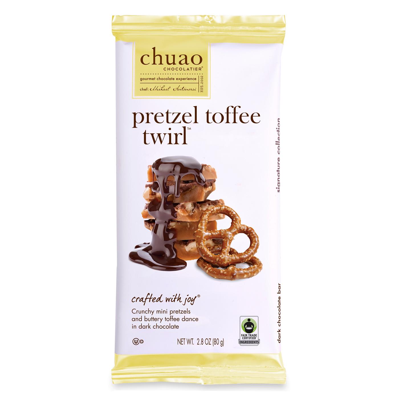 chuao chocolatier Pretzel Toffee Twirl Dark Chocolate Bar; image 1 of 2