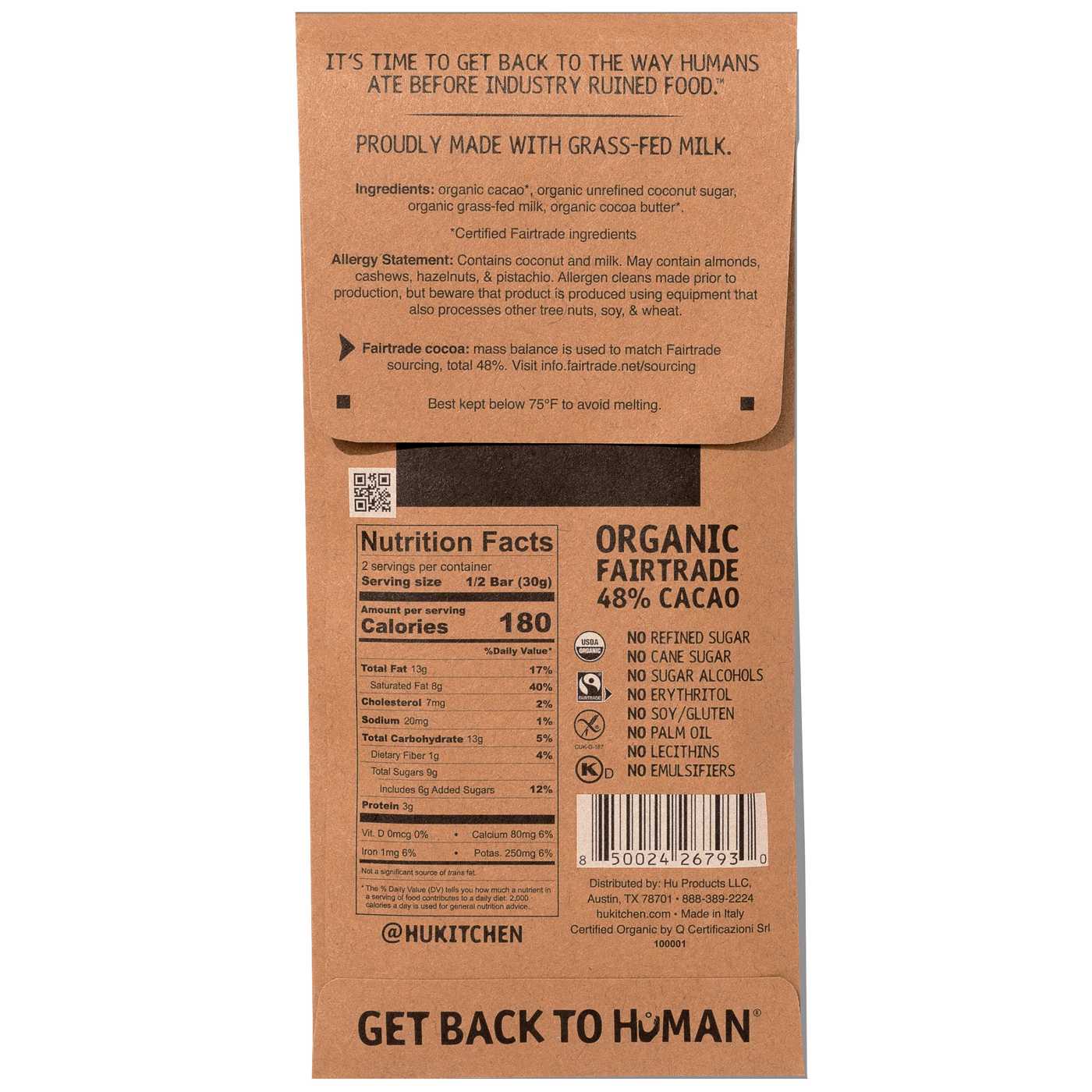 Hu Organic Grass-Fed Simple Milk Chocolate Bar; image 2 of 8