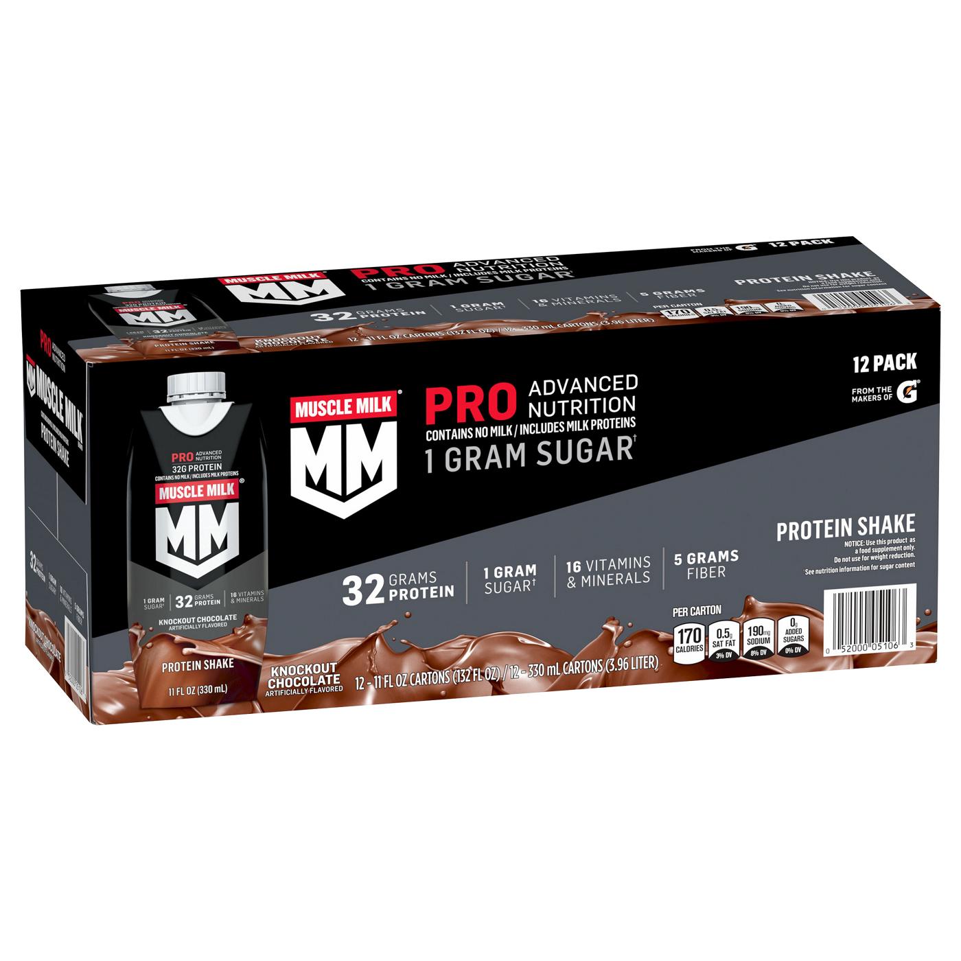 Muscle Milk Pro Advanced Nutrition Protein Shakes - Knockout Chocolate, 12 Pk; image 3 of 4