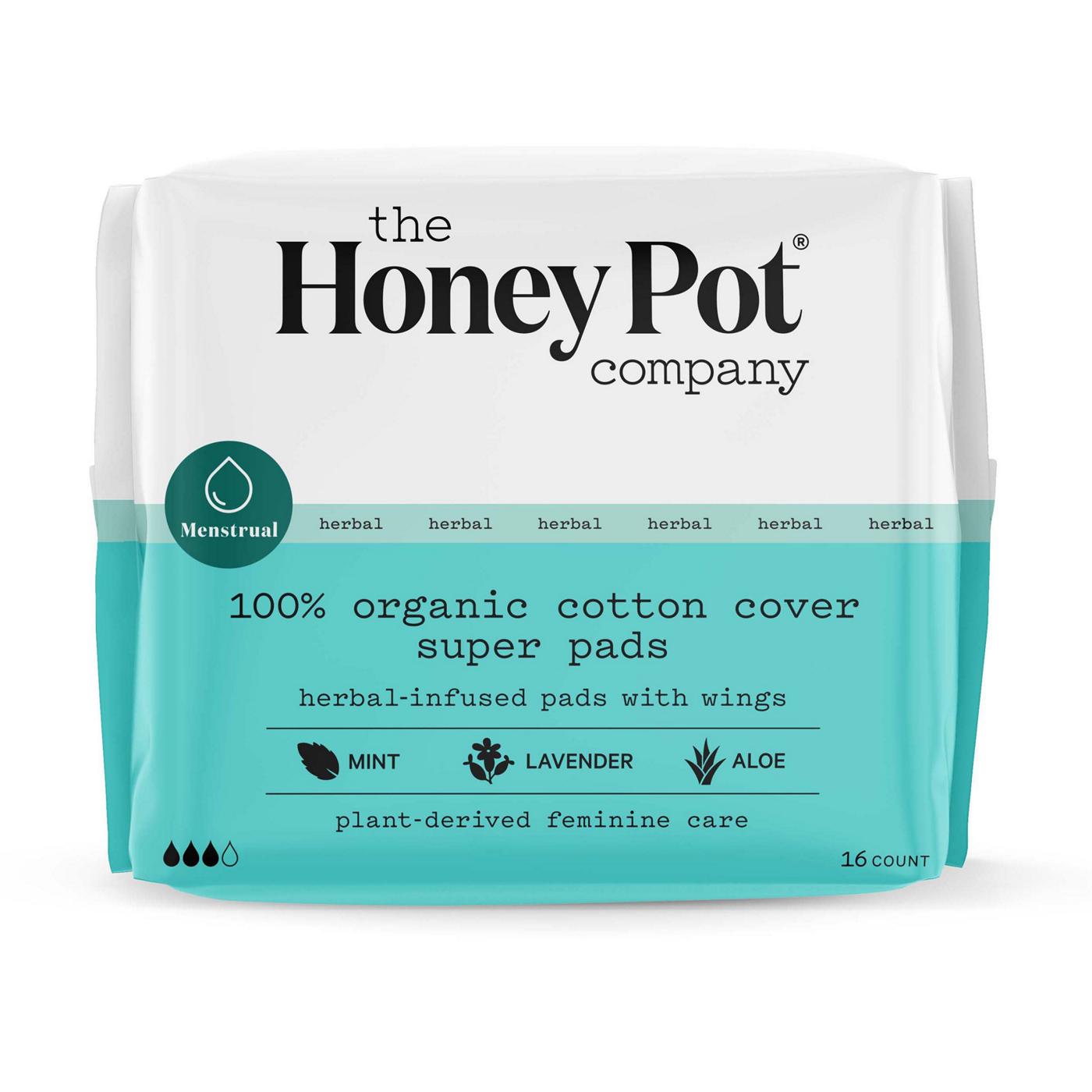 The Honey Pot 100% Organic Cotton Cover Super Pads; image 1 of 3