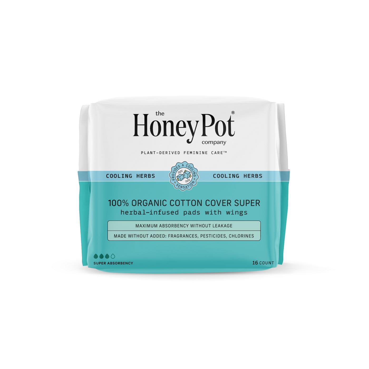 The Honey Pot 100% Organic Cotton Cover Super Pads; image 1 of 3