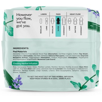 The Honey Pot 100% Organic Cotton Cooling Herbal Super Pads with Wings