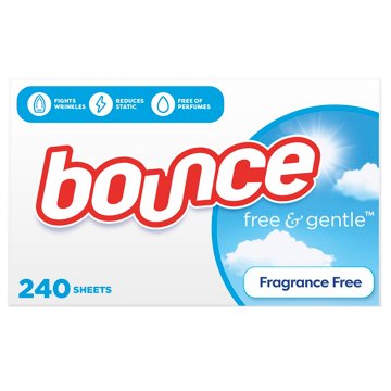 Bounce Free & Gentle Dryer Sheets - Unscented, 240 ct