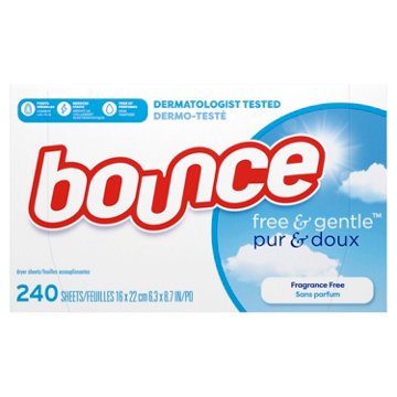 Bounce Free & Gentle Dryer Sheets - Unscented