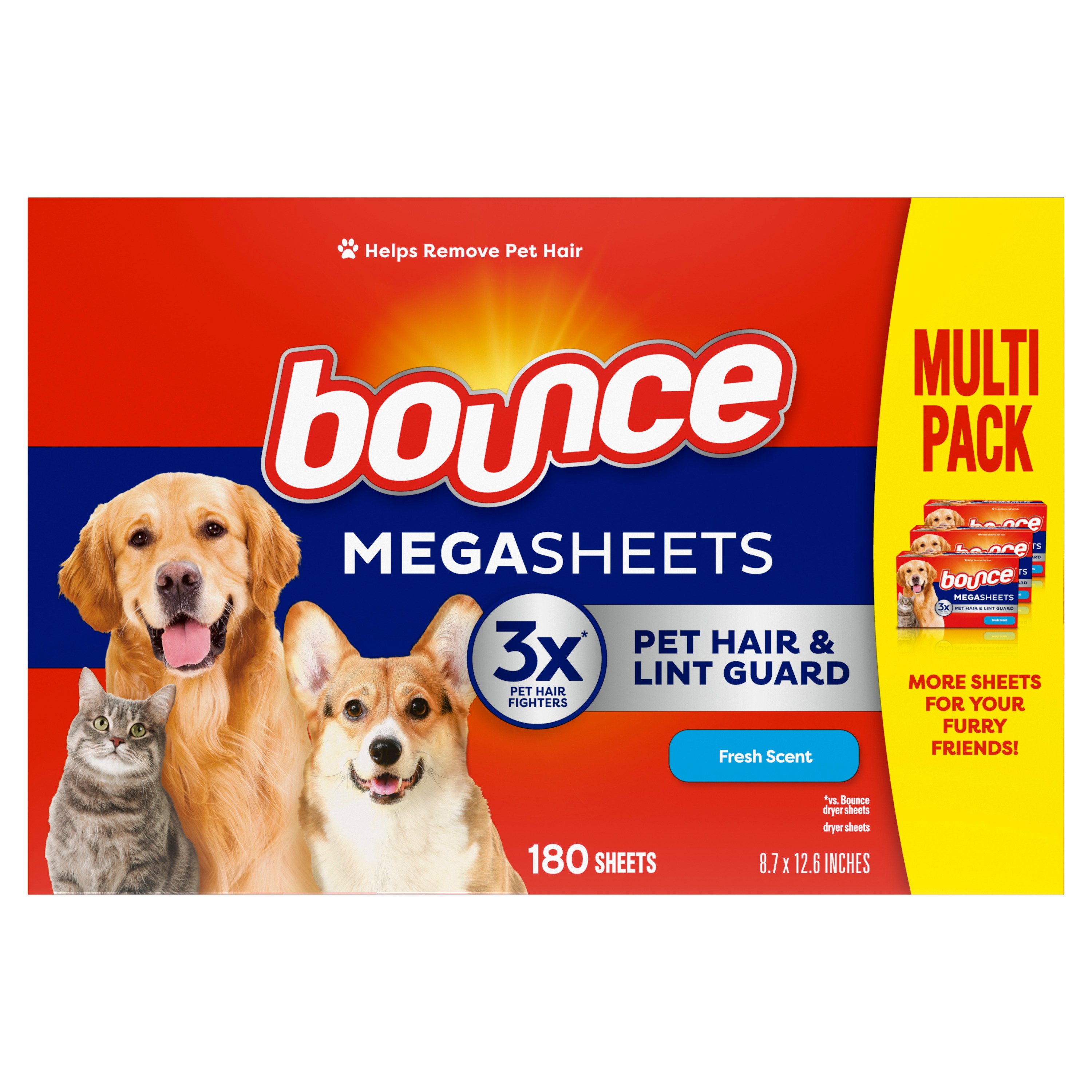 Bounce Pet Hair & Lint Guard Fabric Softener Mega Dryer Sheets Fresh