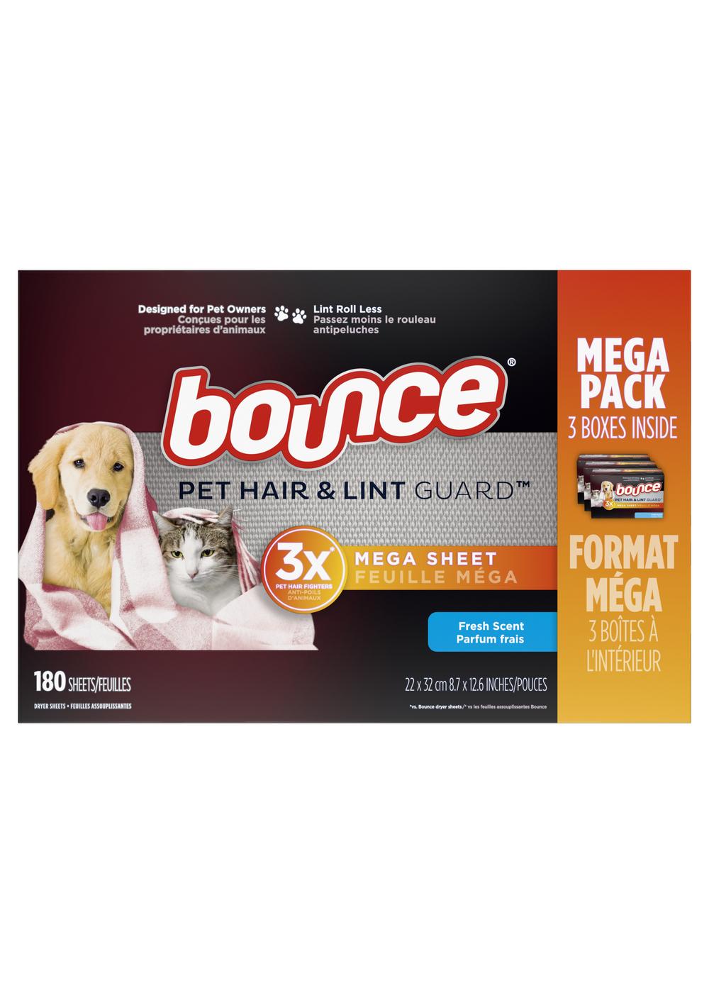 Bounce Pet Hair & Lint Guard Fabric Softener Mega Dryer Sheets - Fresh; image 1 of 2