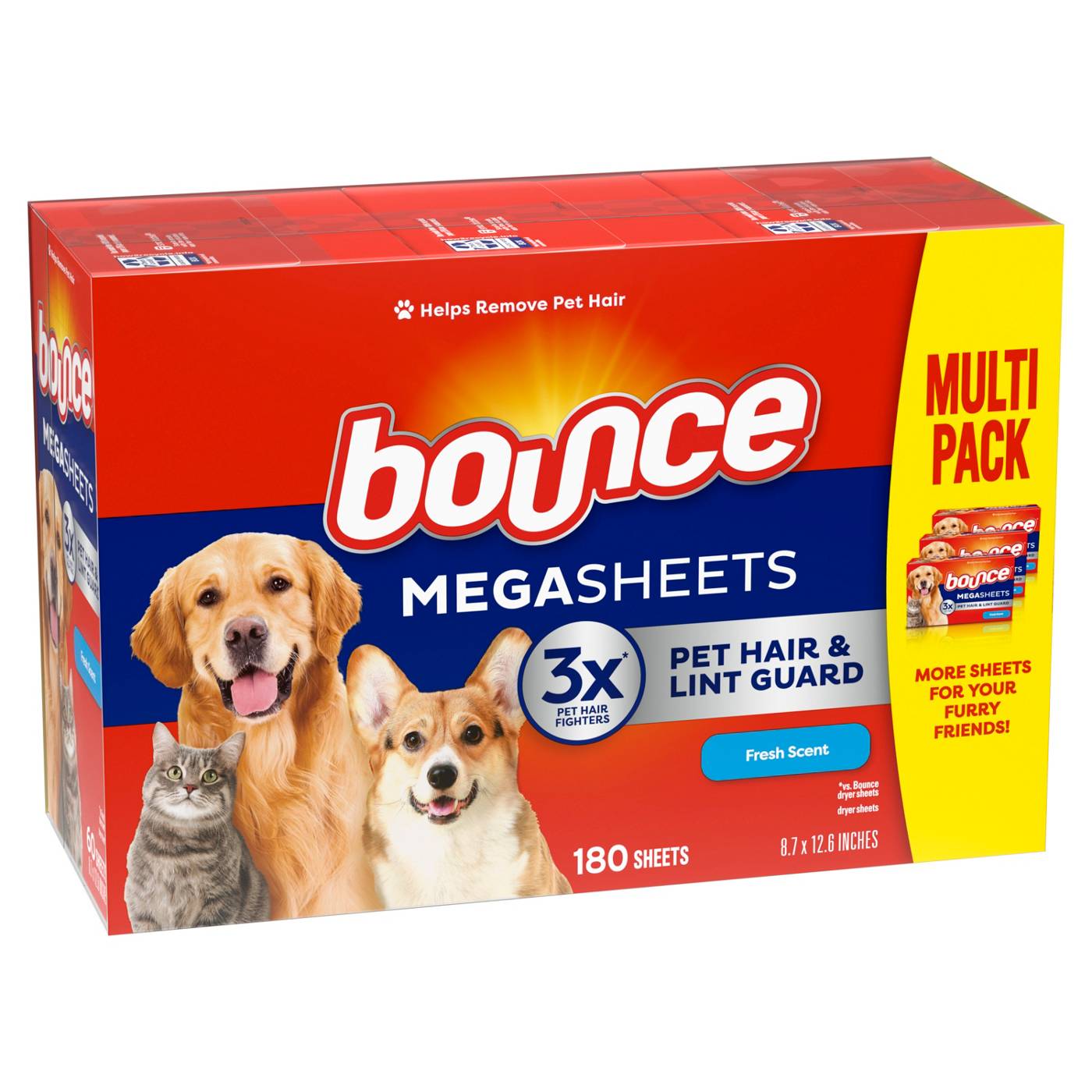 Bounce Pet Hair and Lint Guard Mega Dryer Sheets with 3X Pet Hair Fighters - Fresh Scent; image 4 of 10