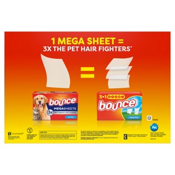 Bounce Pet Hair & Lint Guard Mega Dryer Sheets with 3X Pet Hair Fighters, Fresh Scent, 180 ct