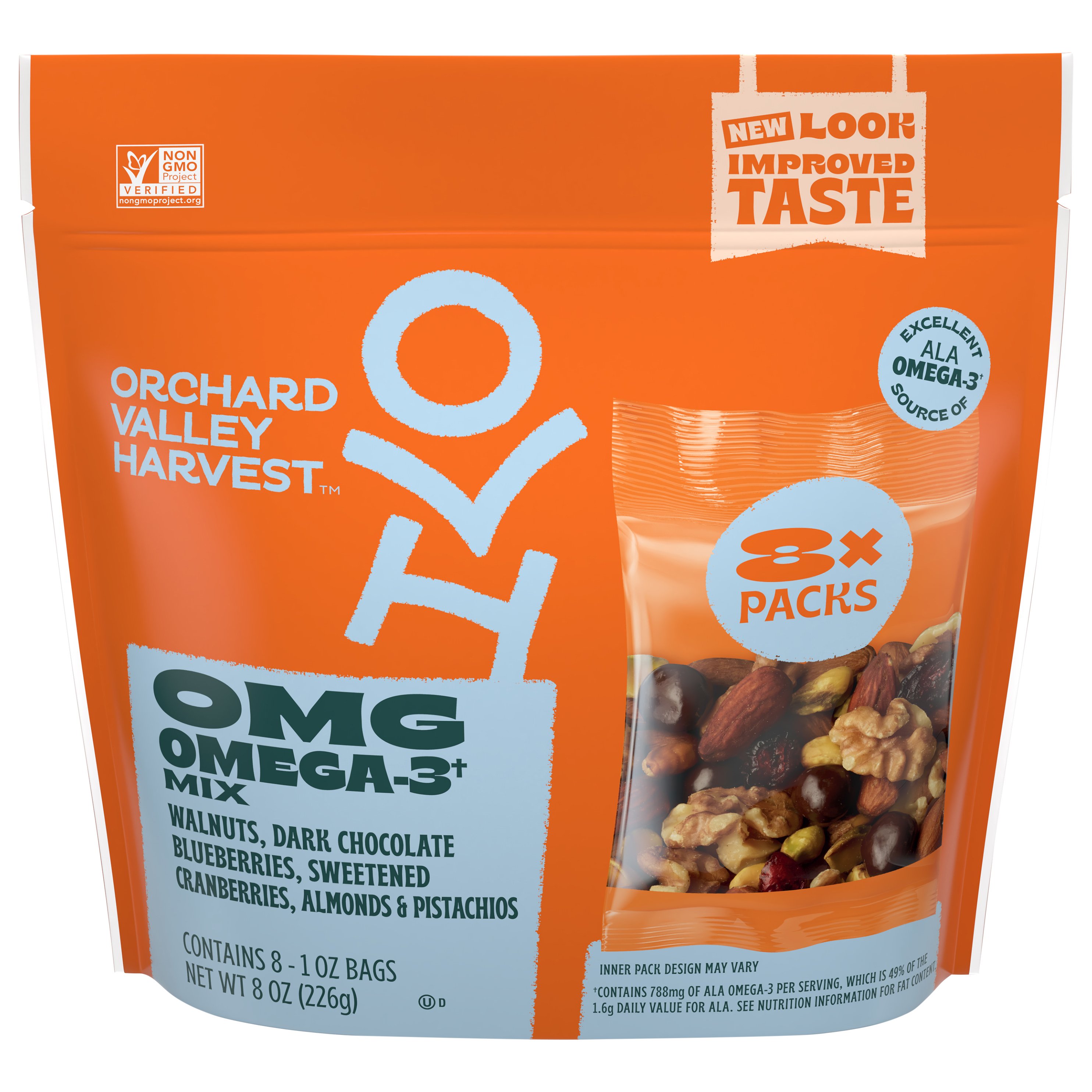 Orchard Valley Harvest OMG Omega-3 Trail Mix Snack Packs - Shop