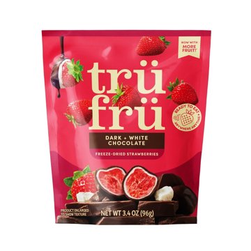 Tru Fru Freeze Dried Strawberries in Dark & White Chocolate, 3.4 oz