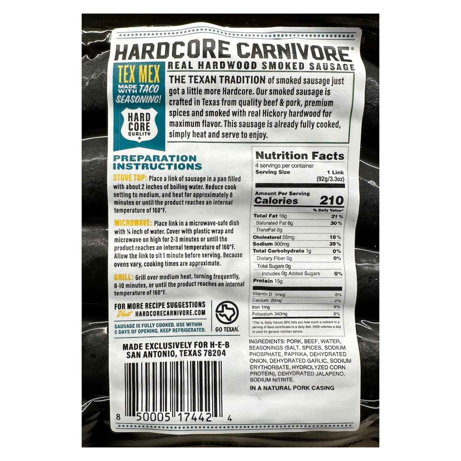 Hardcore Carnivore Smoked Sausage Links - Tex-Mex - Shop Sausage At H-E-B