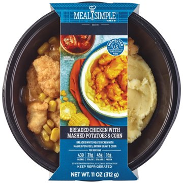 Meal Simple by H-E-B Breaded Chicken, Mashed Potatoes & Corn Bowl