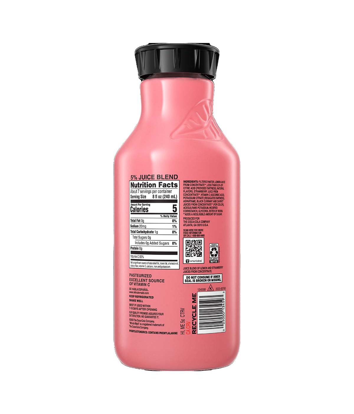 Minute Maid Zero Sugar Strawberry Lemonade; image 2 of 2