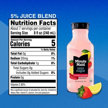 Minute Maid Zero Sugar Strawberry Lemonade, 52 oz