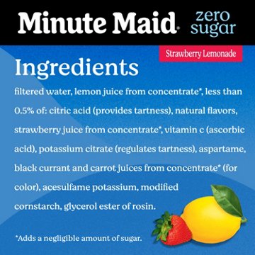 Minute Maid Zero Sugar Strawberry Lemonade, 52 oz