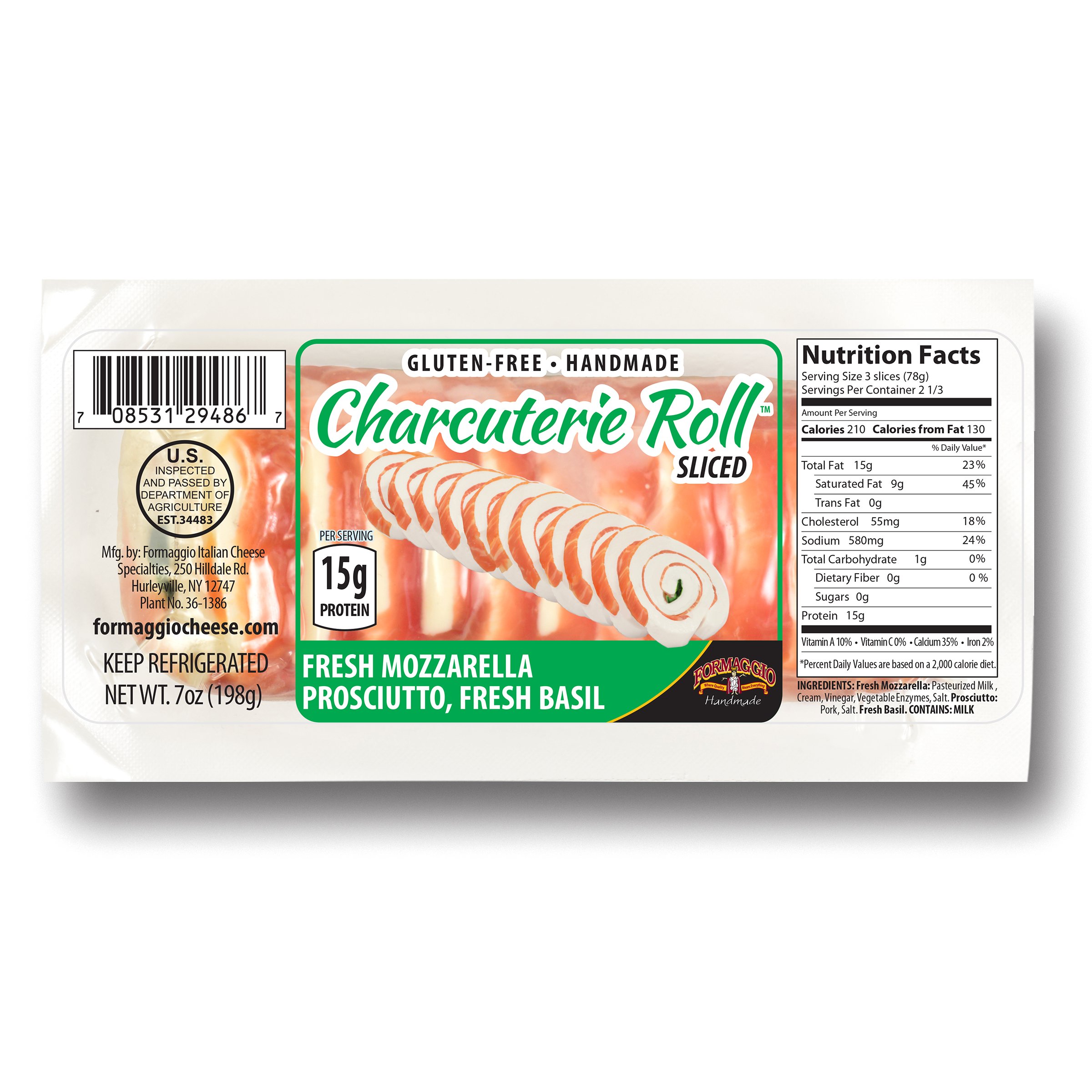 Formaggio Chacuterie Roll Mozzarella Prosciutto Basil Shop Cheese