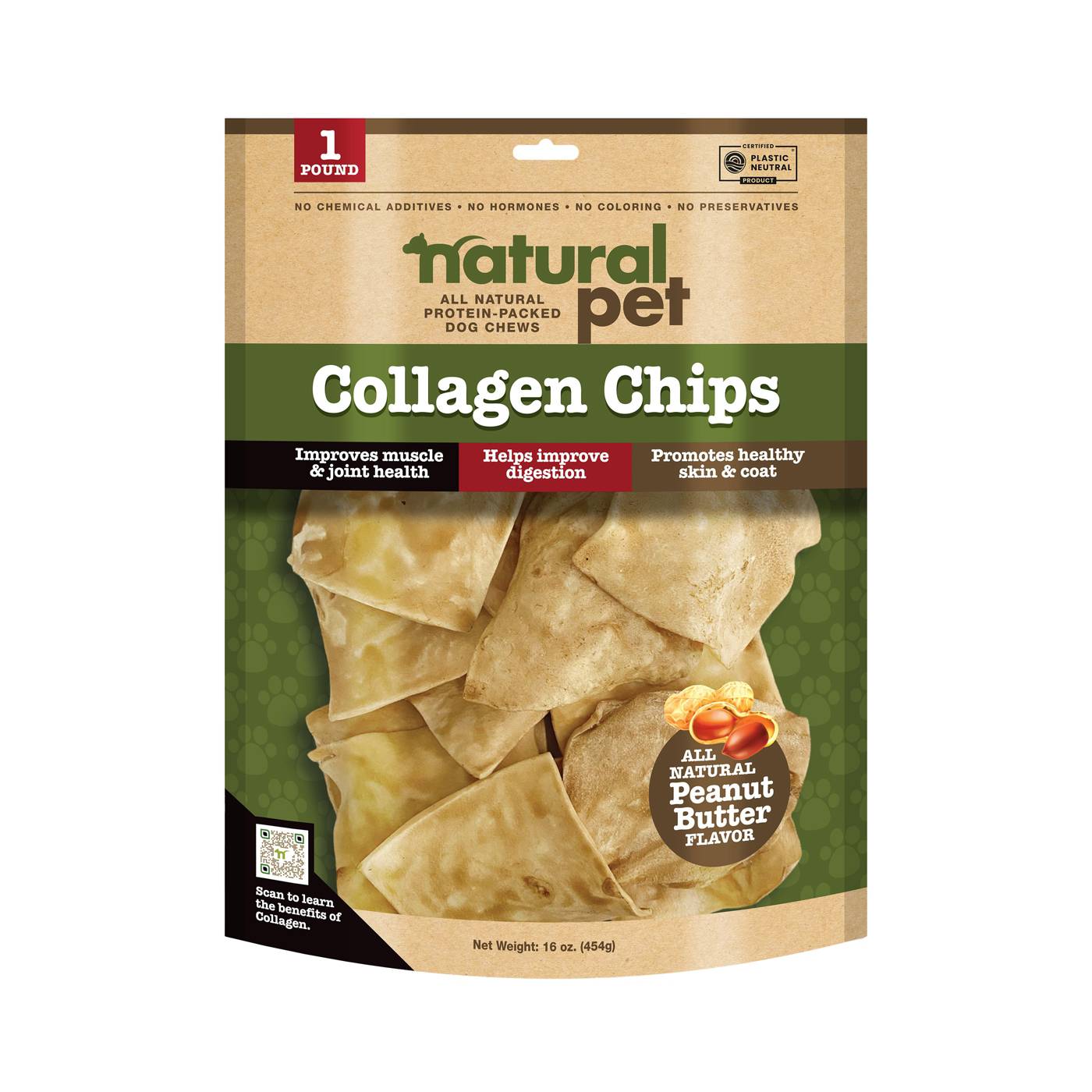 Natural Pet Peanut Butter Flavor Collagen Chips Dog Chews; image 1 of 2