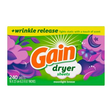 Gain Dryer Sheets Plus Wrinkle Release - Moonlight Breeze Scent, 240 ct