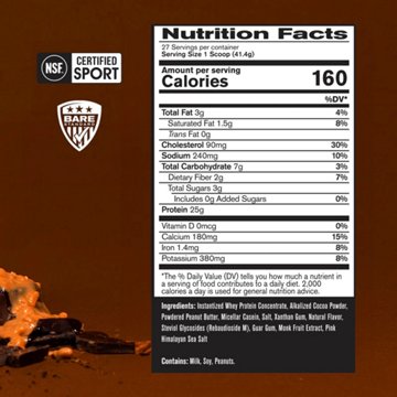 Bare Performance Nutrition Whey 25g Protein Powder - Chocolate Peanut Butter