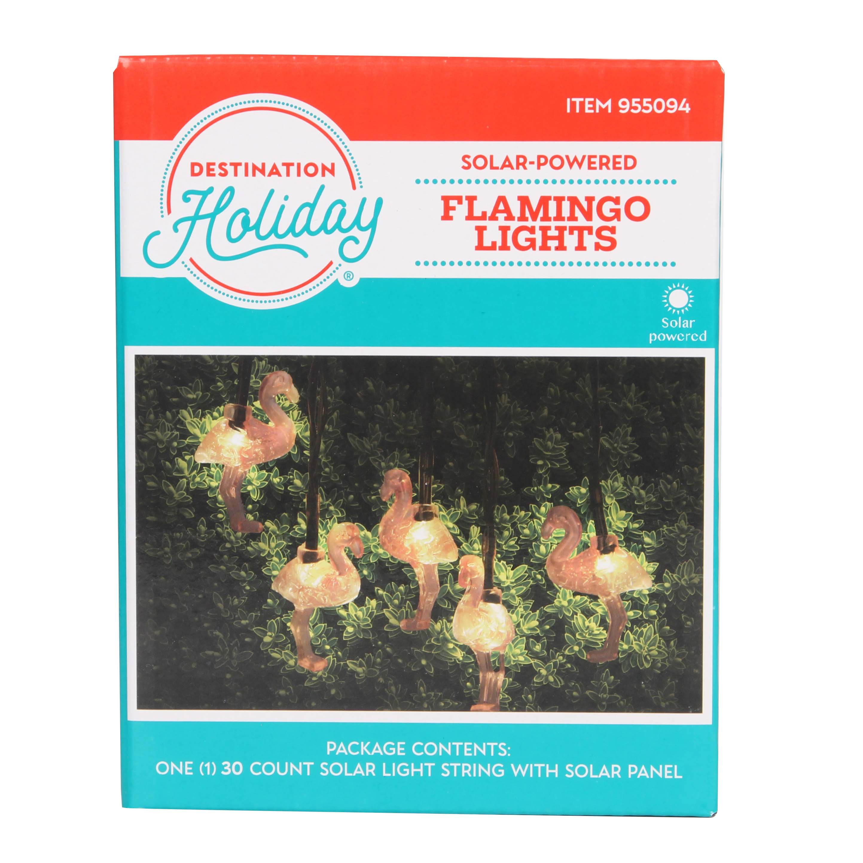 Destination Holiday Solar-Powered Flamingo Lights - Shop Lamps & lights
