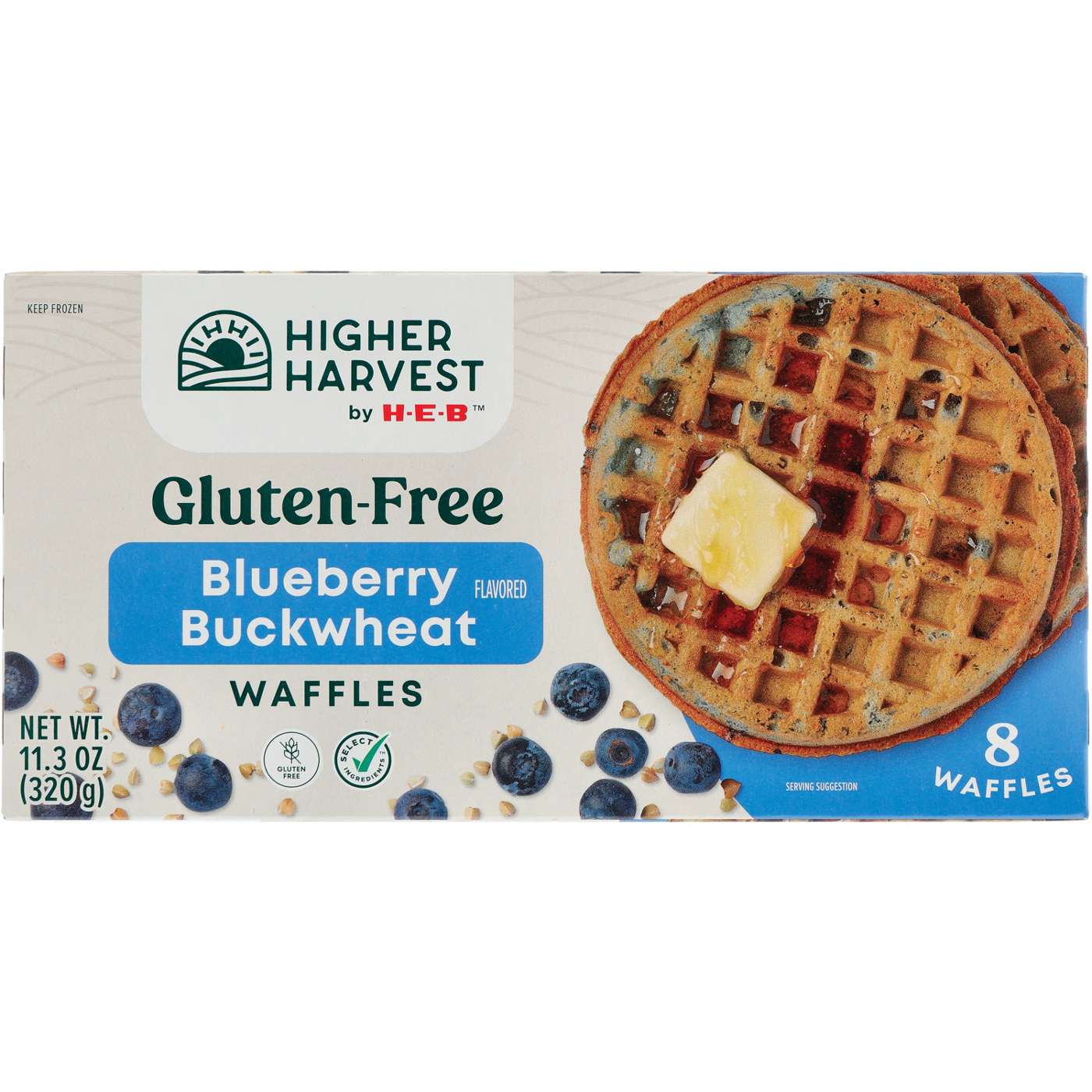 Higher Harvest by H-E-B Gluten-Free Frozen Waffles – Blueberry Buckwheat; image 1 of 2