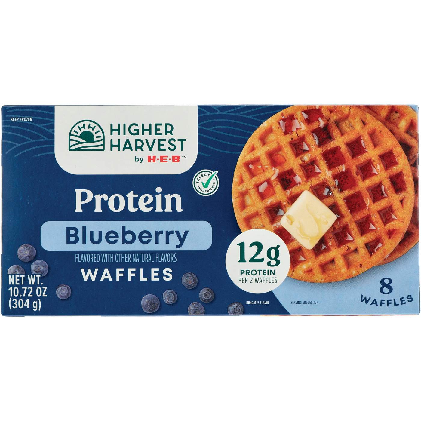 Higher Harvest by HEB 12g Protein Frozen Waffles Blueberry Shop