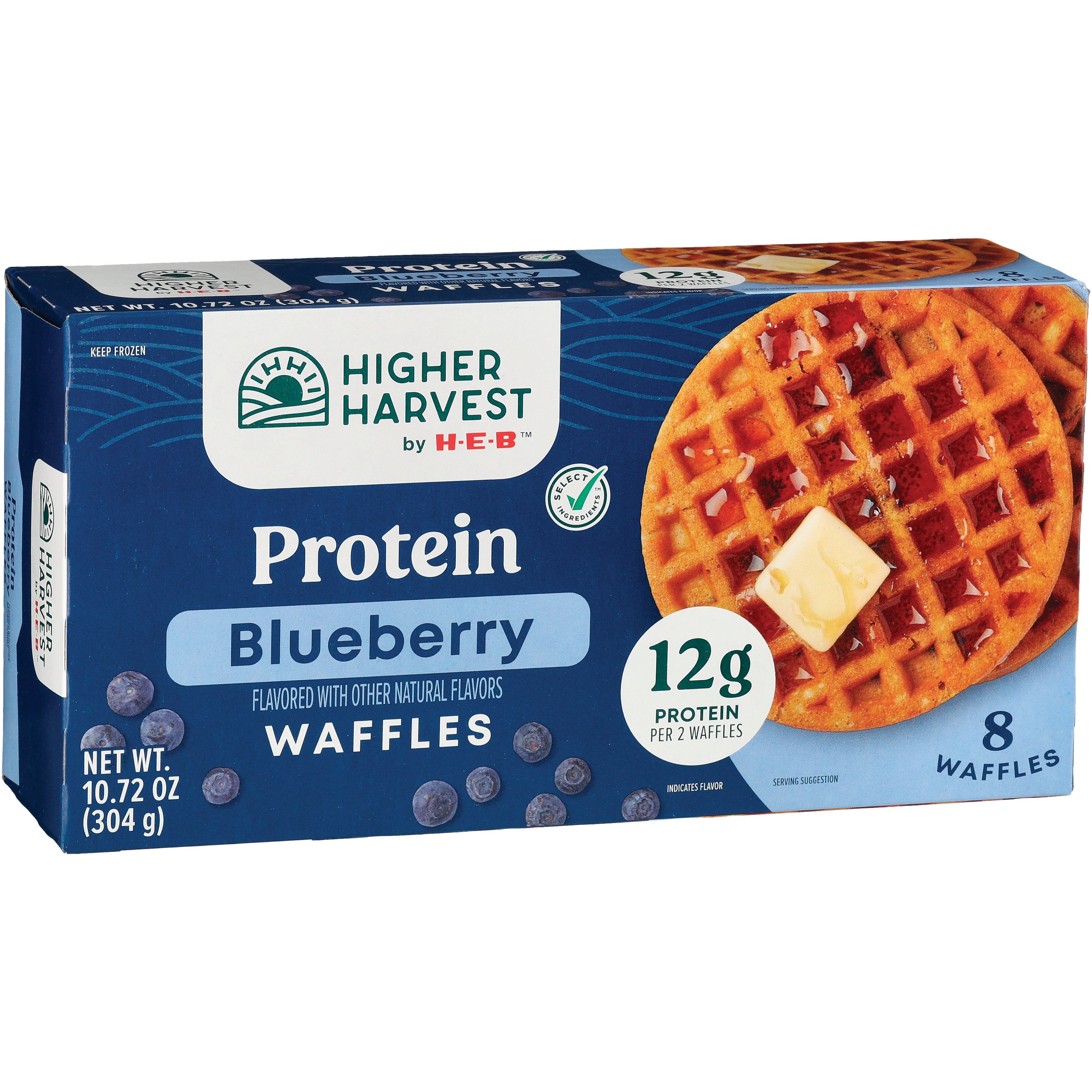 Higher Harvest by H E B 12g Protein Frozen Waffles Blueberry