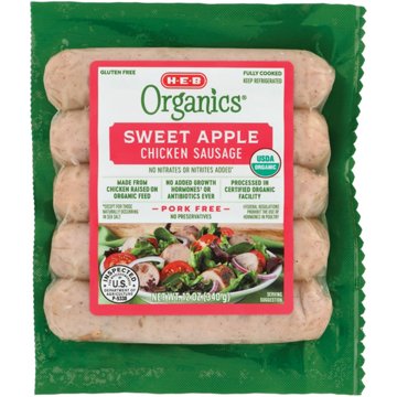 H-E-B Organics Chicken Sausage Links - Sweet Apple, 5 ct