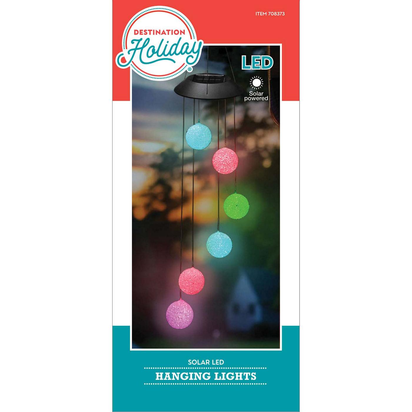 Destination Holiday Solar LED Hanging Globe Lights; image 1 of 5