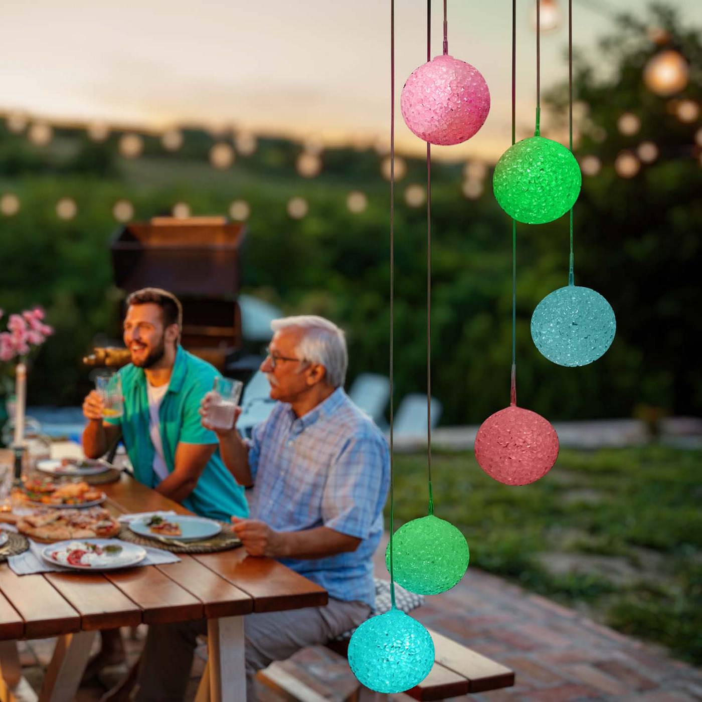 Destination Holiday Solar LED Hanging Globe Lights; image 2 of 5