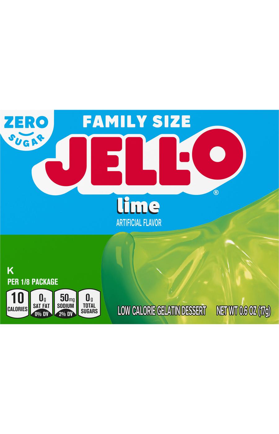 Jell-O Zero Sugar Lime Gelatin Dessert Mix; image 1 of 2