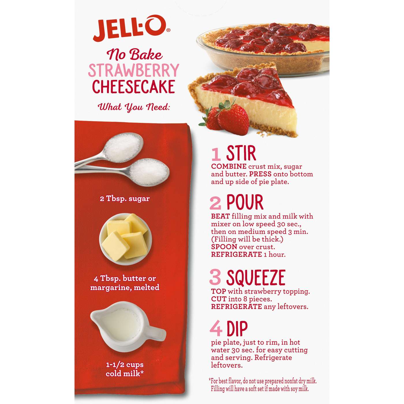 Jell-O No Bake Strawberry Cheesecake Mix - Shop Pudding & gelatin at H-E-B