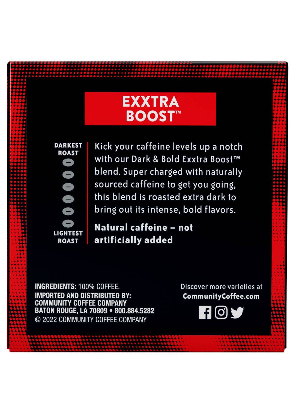 Community Coffee Dark & Bold Exxtra Boost Single Serve Coffee K Cups; image 2 of 3