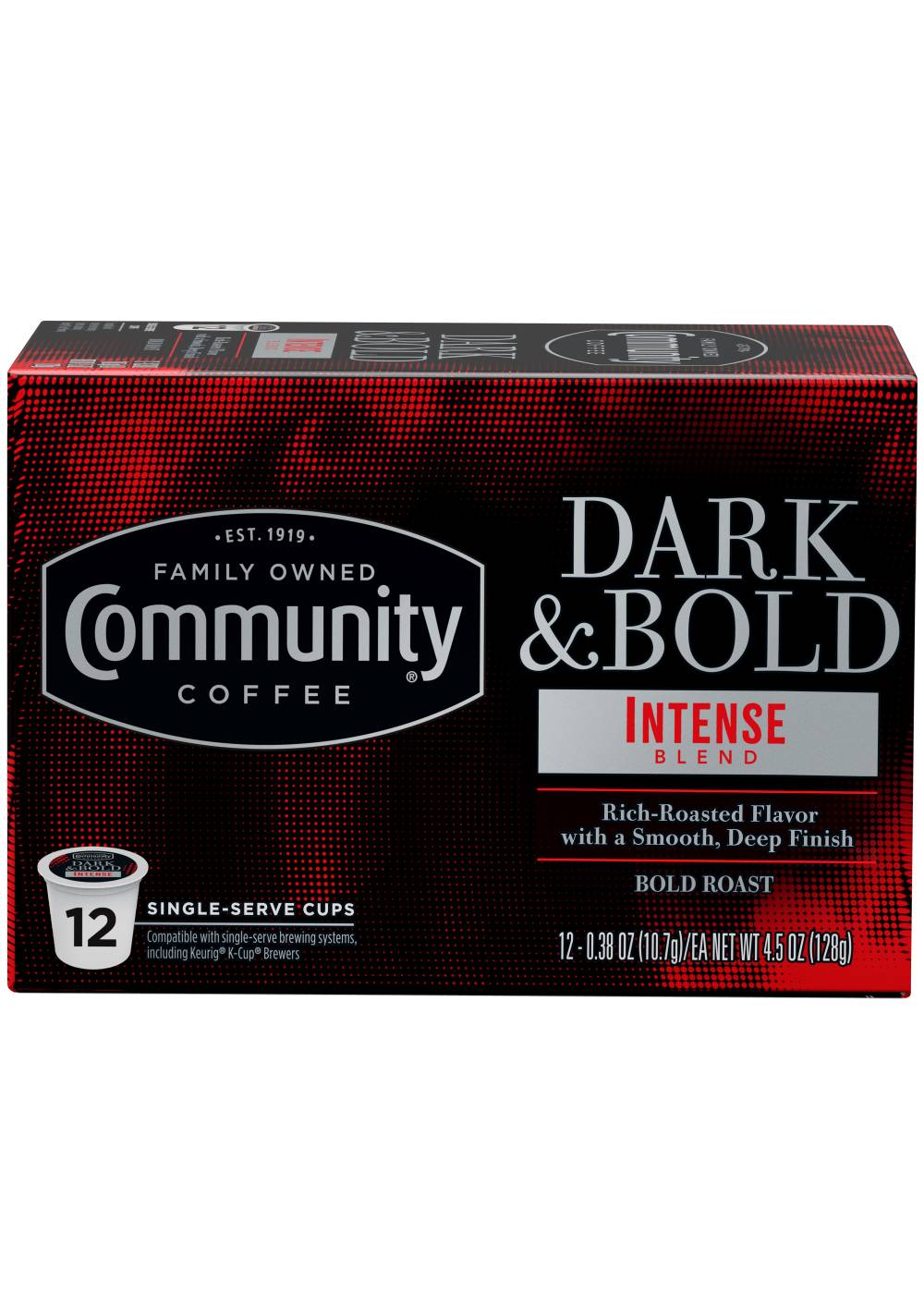 Community Coffee Dark & Bold Intense Blend Single Serve Coffee K Cups; image 1 of 3