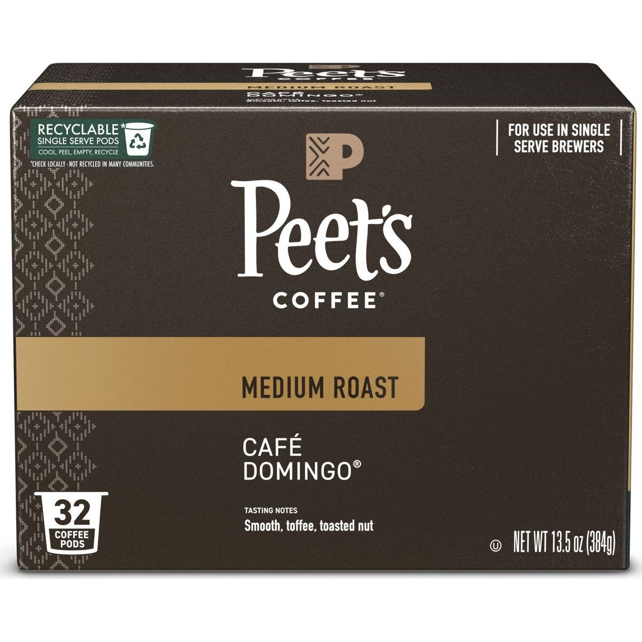 Peet's Coffee Cafe Domingo Medium Roast Single Serve Coffee K Cups
