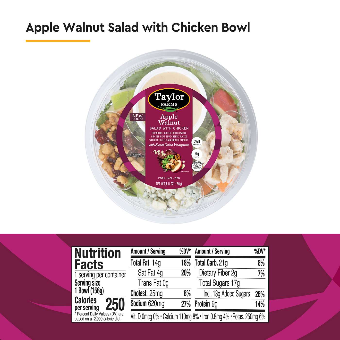 Taylor Farms Apple Walnut with Chicken Salad Bowl; image 2 of 5