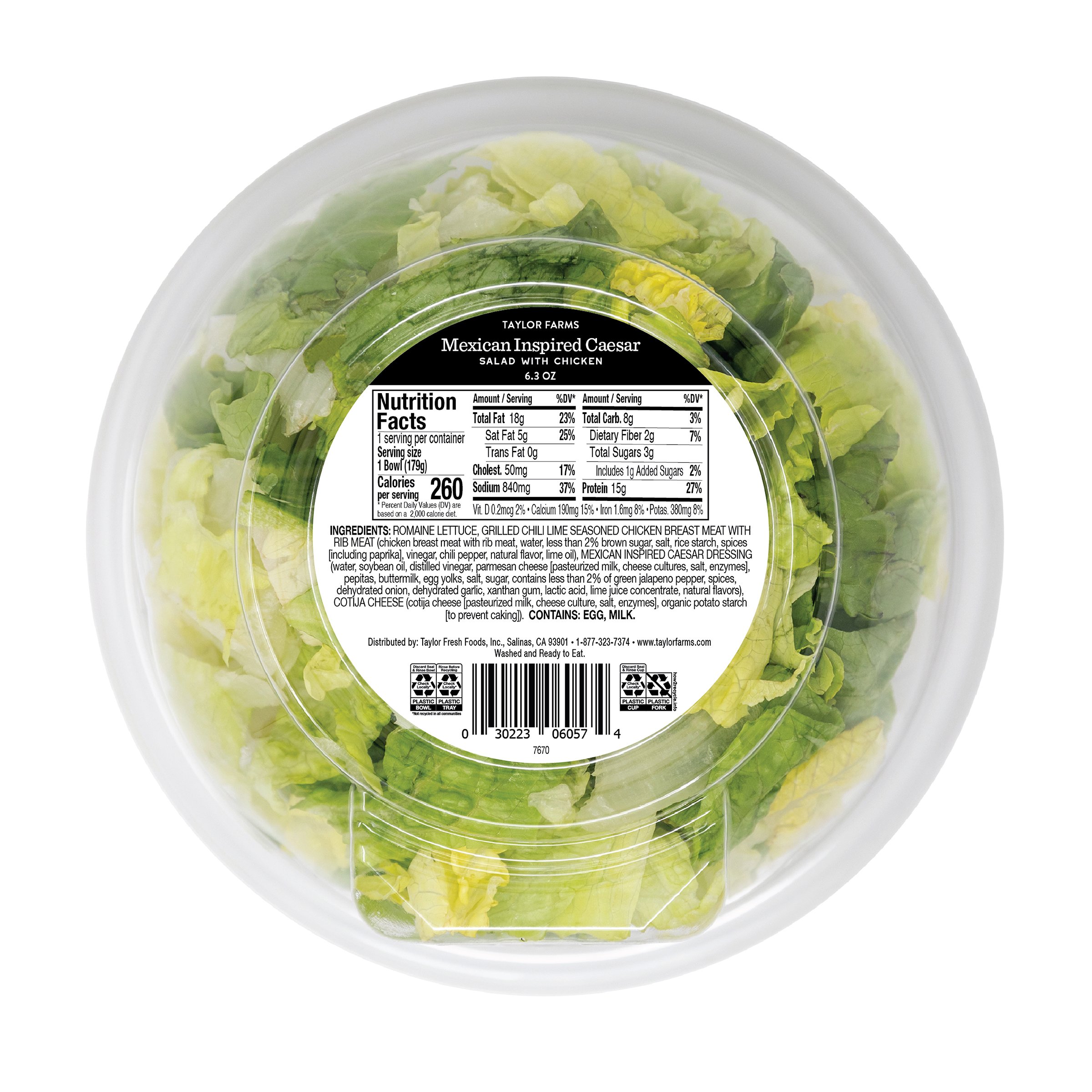 Taylor Farms Salad Bowl - Mexican Inspired Caesar With Chicken - Shop ...