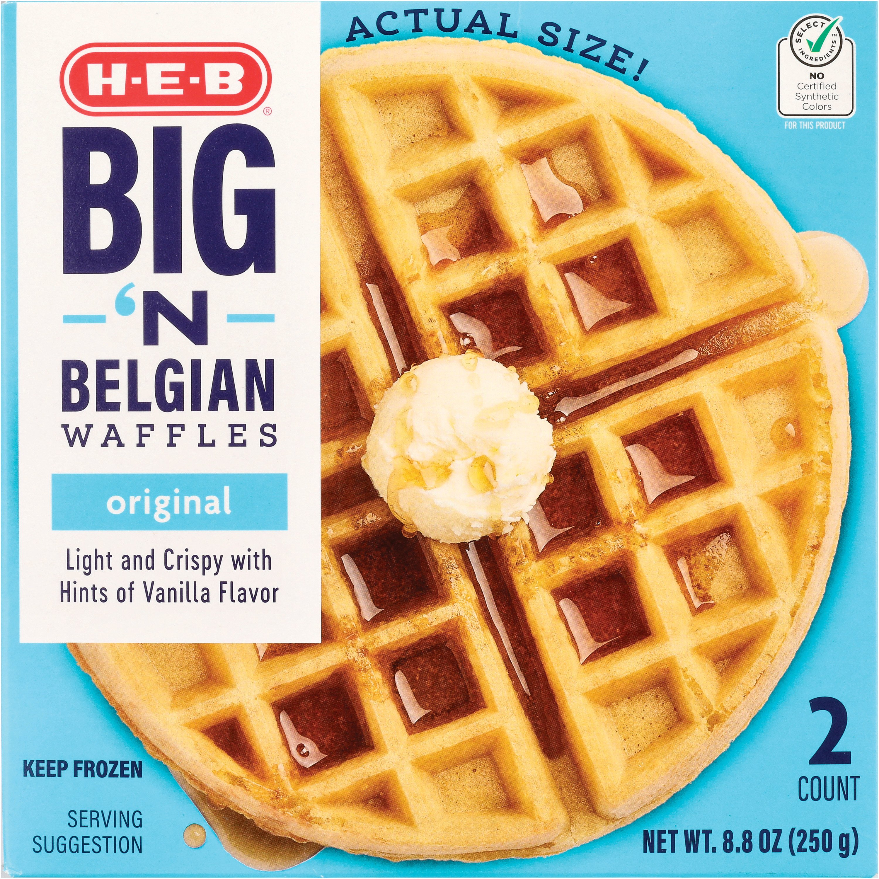 H-E-B Big 'N Belgian Frozen Waffles - Original - Shop Entrees & Sides ...