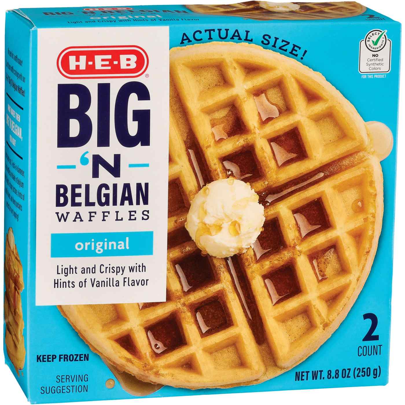 H-E-B Big 'N Belgian Frozen Waffles - Original; image 2 of 2