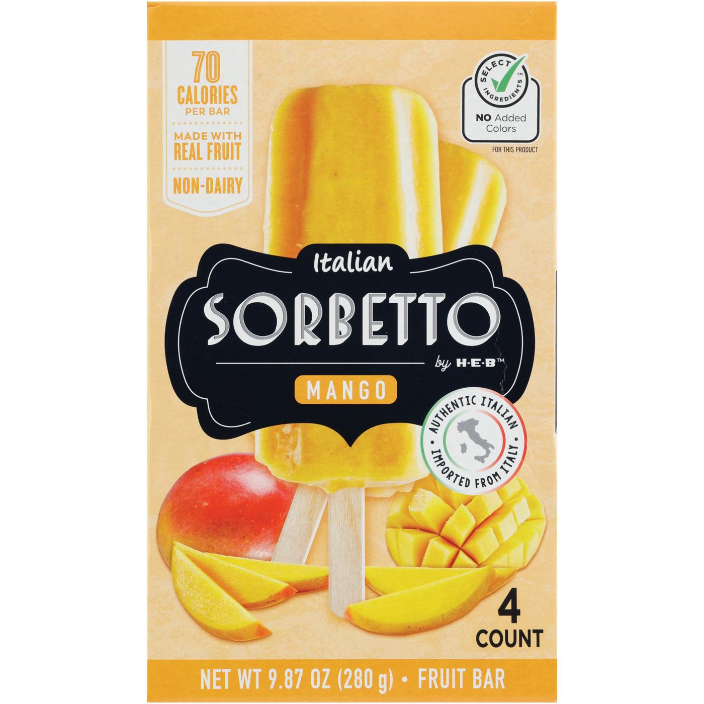 Italian Sorbetto by H-E-B Non-Dairy Frozen Fruit Bars – Mango; image 1 of 2