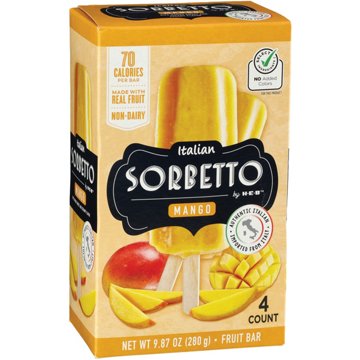 Italian Sorbetto by H-E-B Mango Non-Dairy Frozen Fruit Bars
