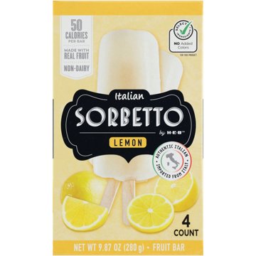 Italian Sorbetto by H-E-B Lemon Non-Dairy Frozen Fruit Bars