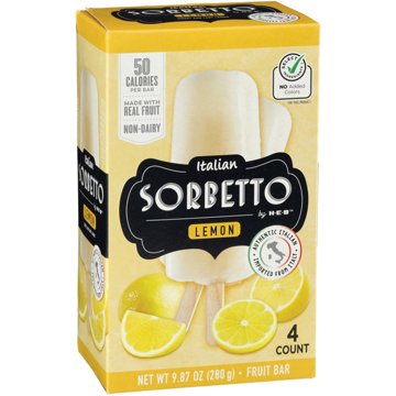 Italian Sorbetto by H-E-B Lemon Non-Dairy Frozen Fruit Bars