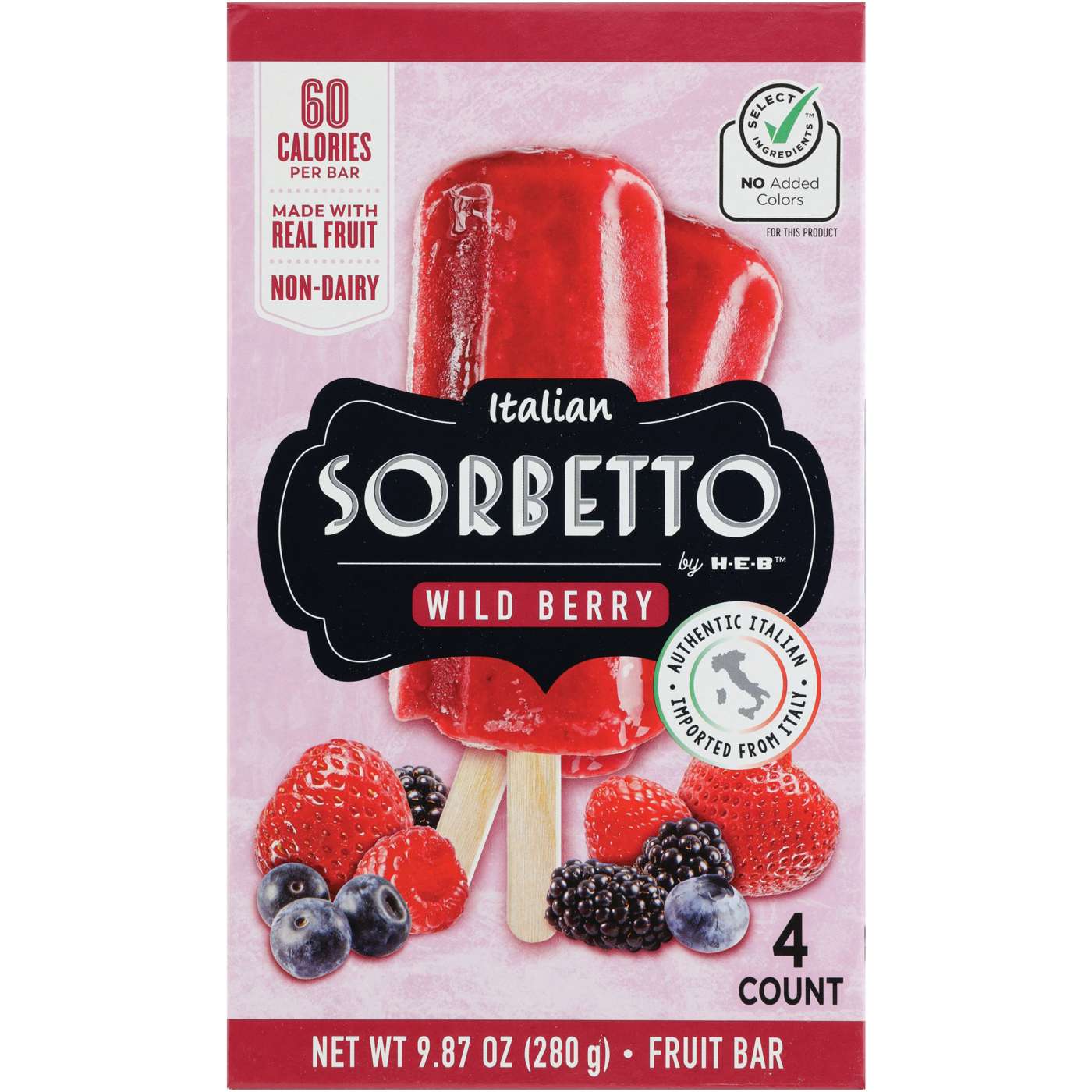 Italian Sorbetto by H-E-B Non-Dairy Frozen Fruit Bars - Wild Berry; image 1 of 2