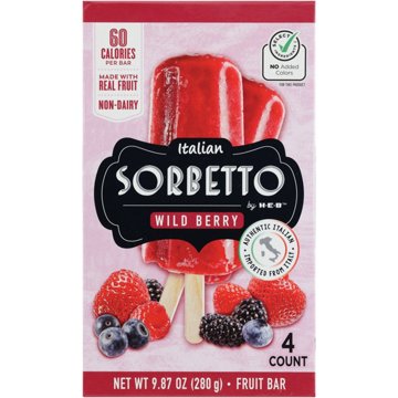 Italian Sorbetto by H-E-B Non-Dairy Frozen Fruit Bars - Wild Berry