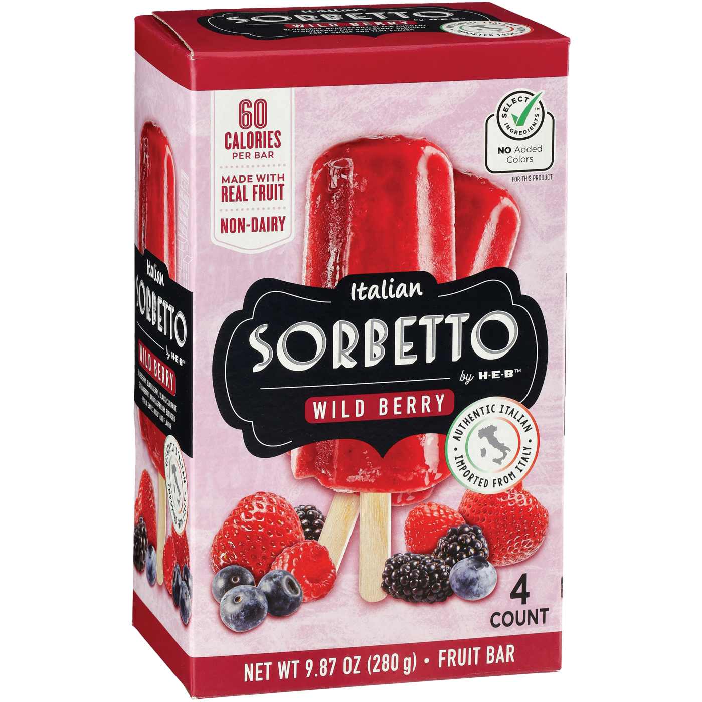 Italian Sorbetto by H-E-B Non-Dairy Frozen Fruit Bars - Wild Berry; image 2 of 2